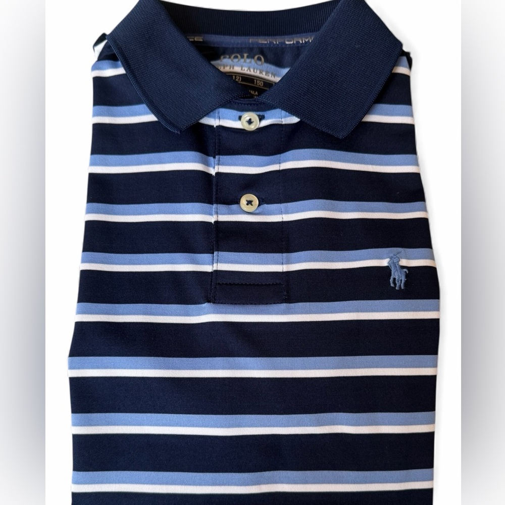 NWT Polo Ralph Lauren Performance Striped S/S Polo Shirt Boys Medium (10-12) NWT